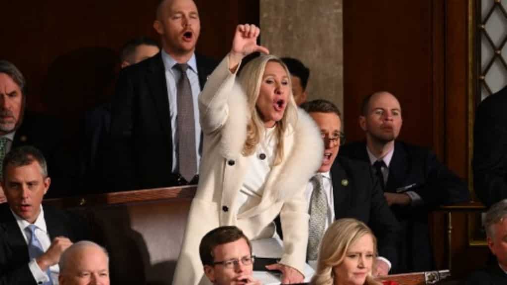 State of the Union: Marjorie Taylor Greene pulls 'balloon' stunt, yells 'liar' at Biden