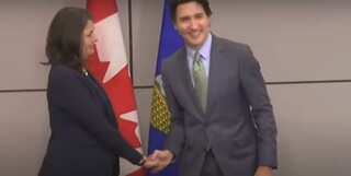 WATCH | Canada PM Trudeau meets Alberta premier with an awkward handshake