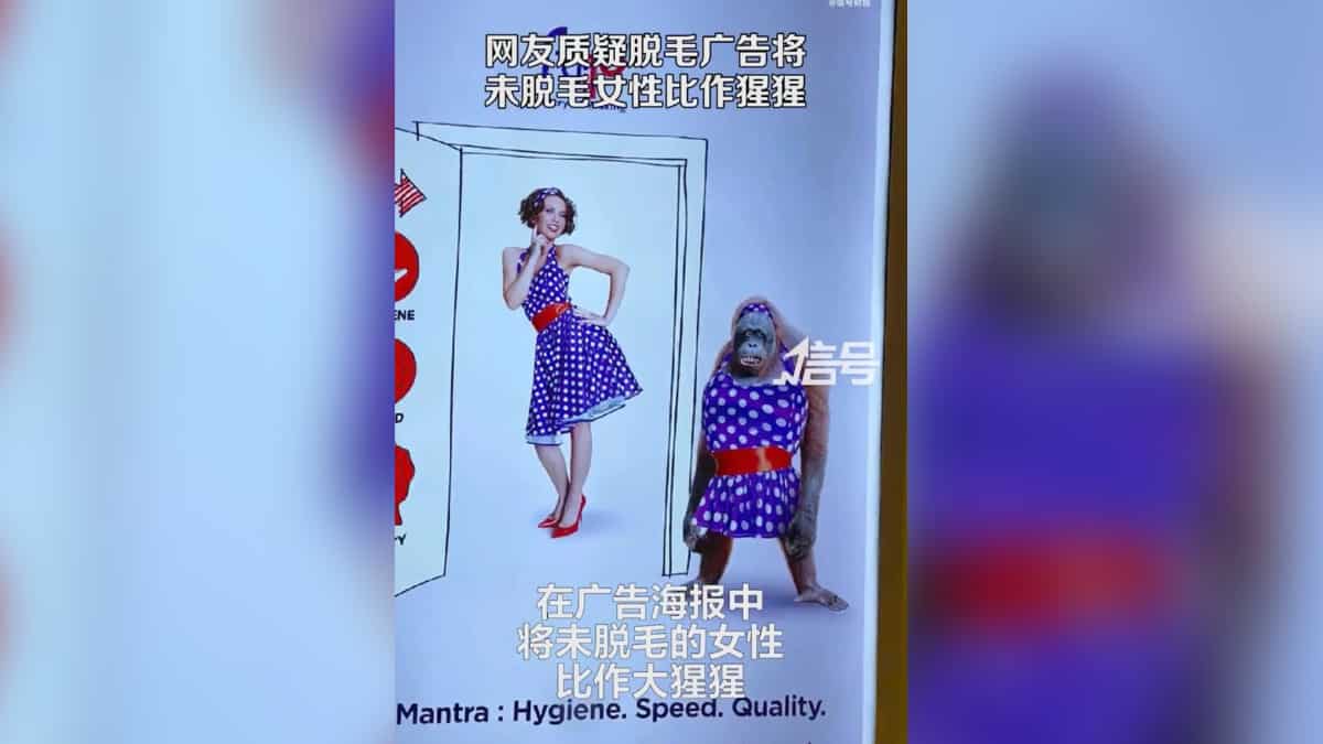 Chinese lambast hair removal ad campaign comparing hairy women with orangutans Chinese lambast hair removal ad campaign comparing hairy women with orangutans