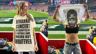 Cara Delevingne dons Savage x Fenty tee to support Rihanna during Super Bowl