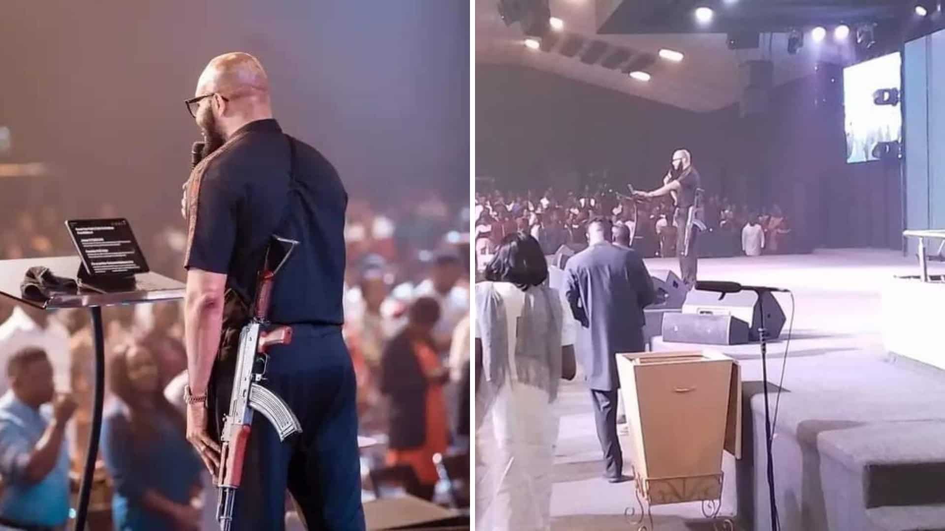 WATCH | Abuja pastor carries AK-47 during sermon, police open probe WATCH | Abuja pastor carries AK-47 during sermon, police open probe