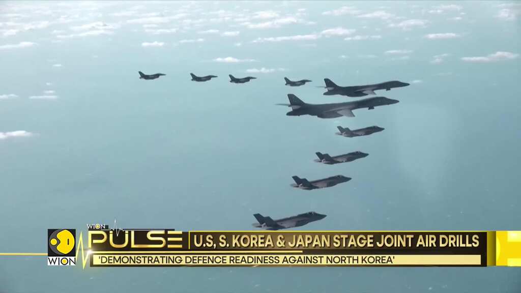 A day after North Korea's ICBM launch, US, South Korea & Japan stage joint air drills