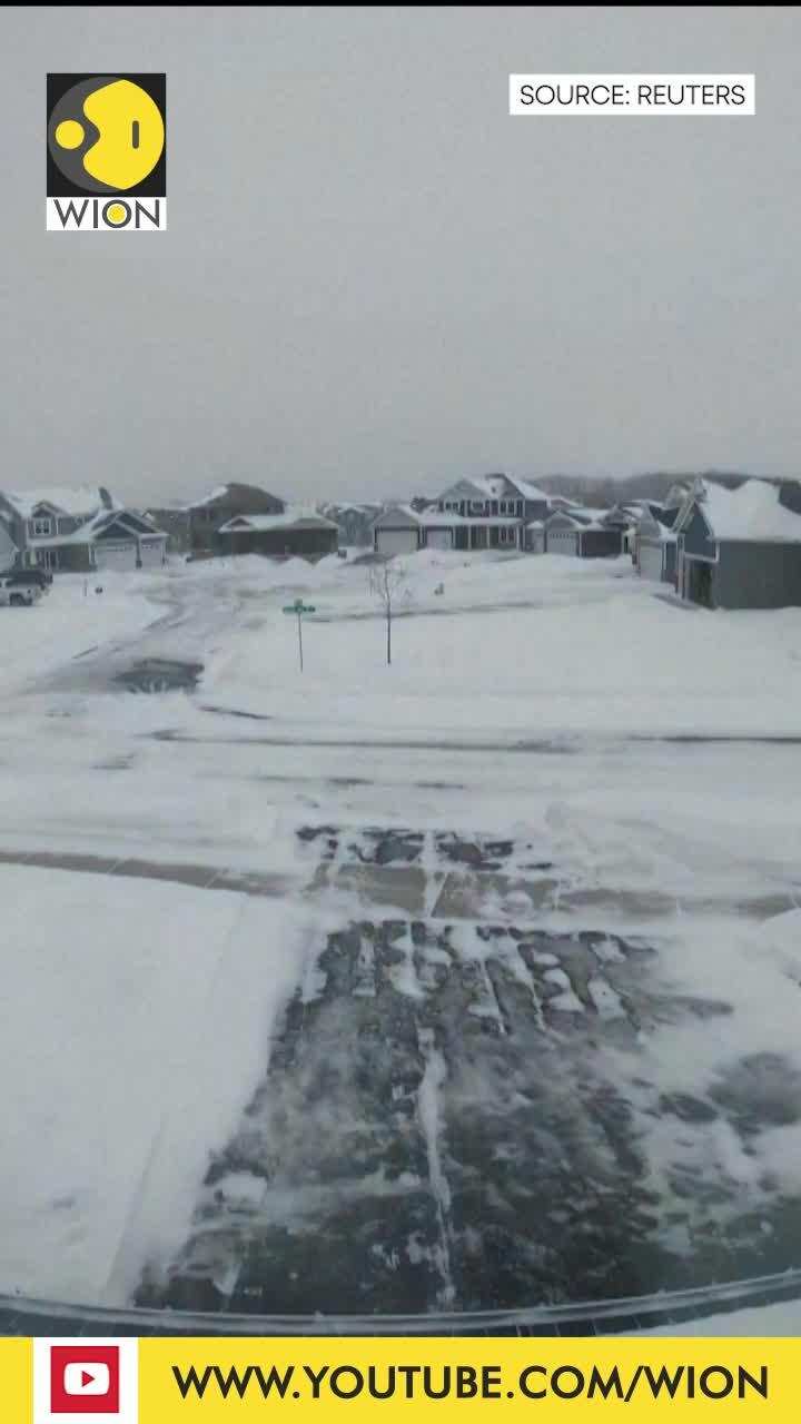 Winter storm covering Minnesota in snow