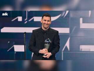 Lionel Messi reacts after winning FIFA The Best Men's Player of the Year award