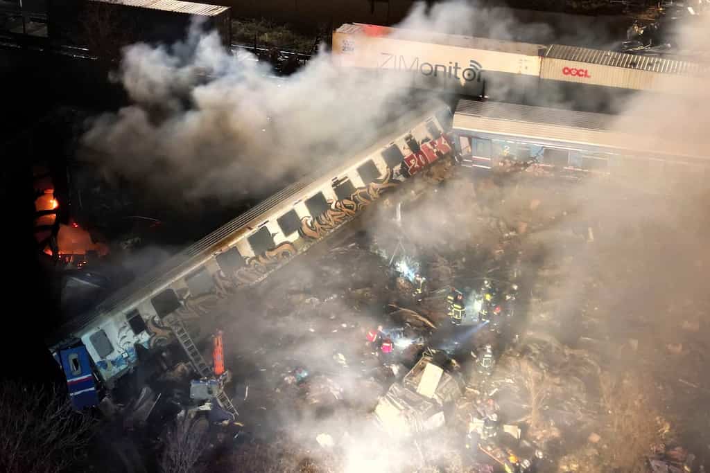 Passenger train collides with a freight train in Greece