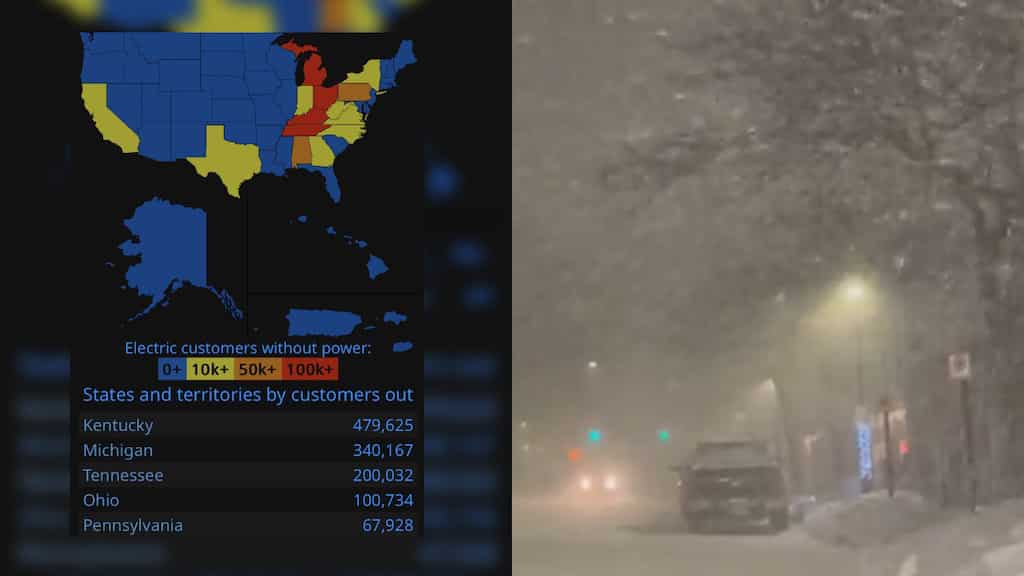 More than million across US left without power as storm batters the nation's south; at least 10 reported dead