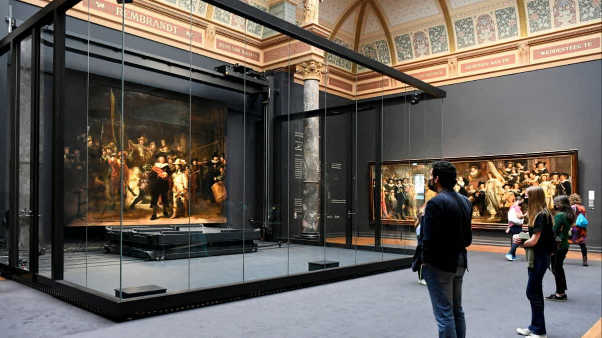 Members of Extinction Rebellion hold climate protest next to a Rembrandt 