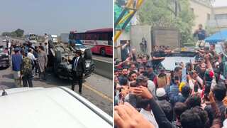 Imran Khan's convoy vehicle meets with accident en route Islamabad, former PM's car safe