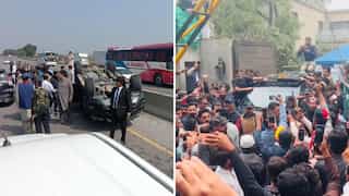 Imran Khan's convoy vehicle meets with accident en route Islamabad, former PM's car safe