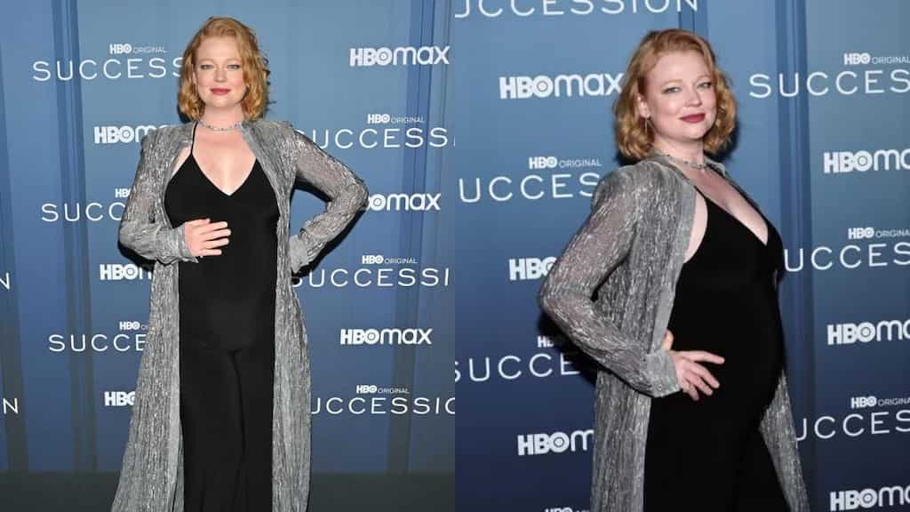Sarah Snook debuts baby bump at Succession season 4 premiere | Video
