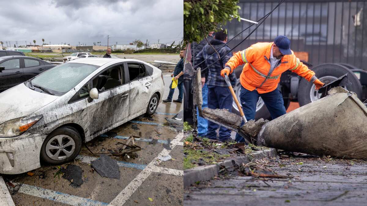 Small tornado in California leaves cars and buildings damaged Small tornado in California leaves cars and buildings damaged