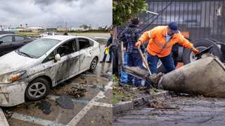Small tornado in California leaves cars and buildings damaged