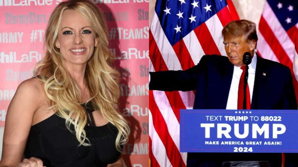 Trump uses demeaning nickname for Stormy Daniels, denies having had an affair with her