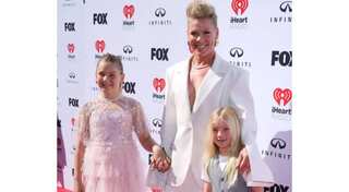 Pink makes rare red carpet appearance with kids Willow and Jameson