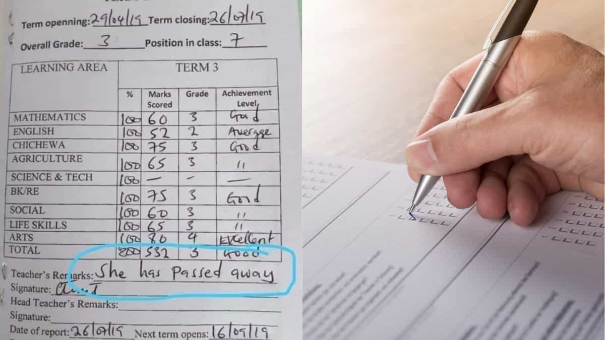 School teacher's embarrassing remark 'she has passed away' on student's report card shocks internet