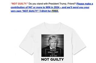 Following arraignment, Donald Trump sells t-shirt with fake mugshot on campaign website