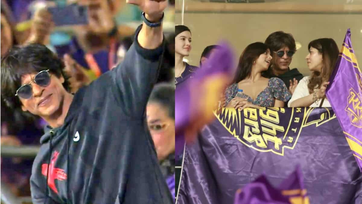 IPL 2023: Shah Rukh Khan performs Jhoome Jo Pathaan hook step at KKR vs RCB match - watch IPL 2023: Shah Rukh Khan performs Jhoome Jo Pathaan hook step at KKR vs RCB match - watch