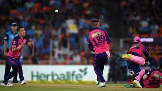 IPL 2023: WATCH - 3 players collide in the middle as Trent Boult grabs the CRAZIEST caught & bowled ever