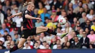 PL: Erling Haaland's record-breaking goal helps Manchester City beat Fulham 2-1, climb to number 1 spot