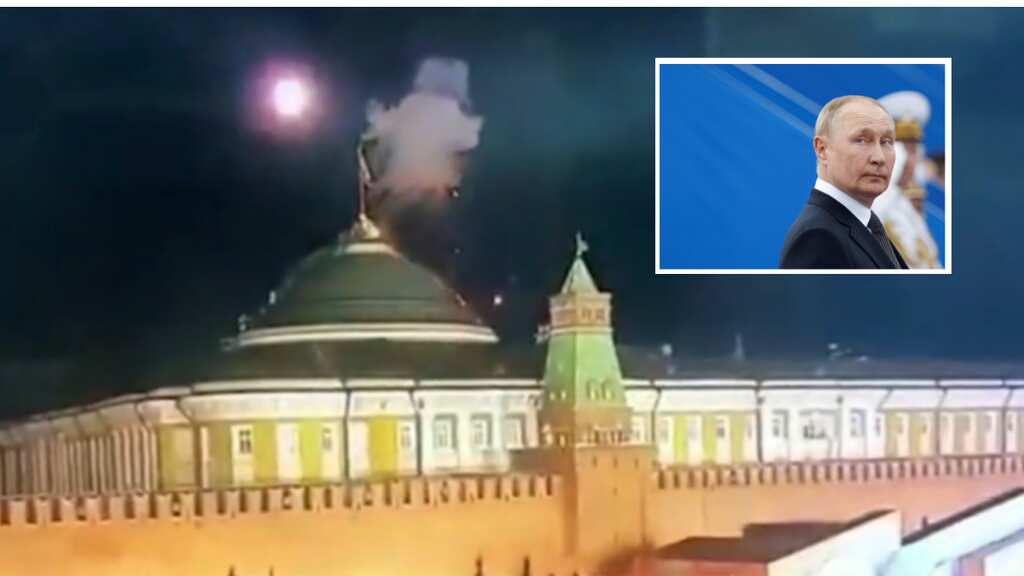 Watch | Moment when alleged Ukrainian drone was shot down over Putin's Kremlin residence