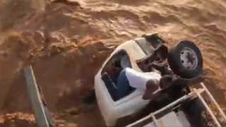WATCH | Dramatic visuals as truck driver rescued in Kenya after sudden floods