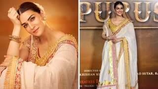 Kriti Sanon wore a 24-carat gold printed saree for Adipurush trailer launch event. See pics