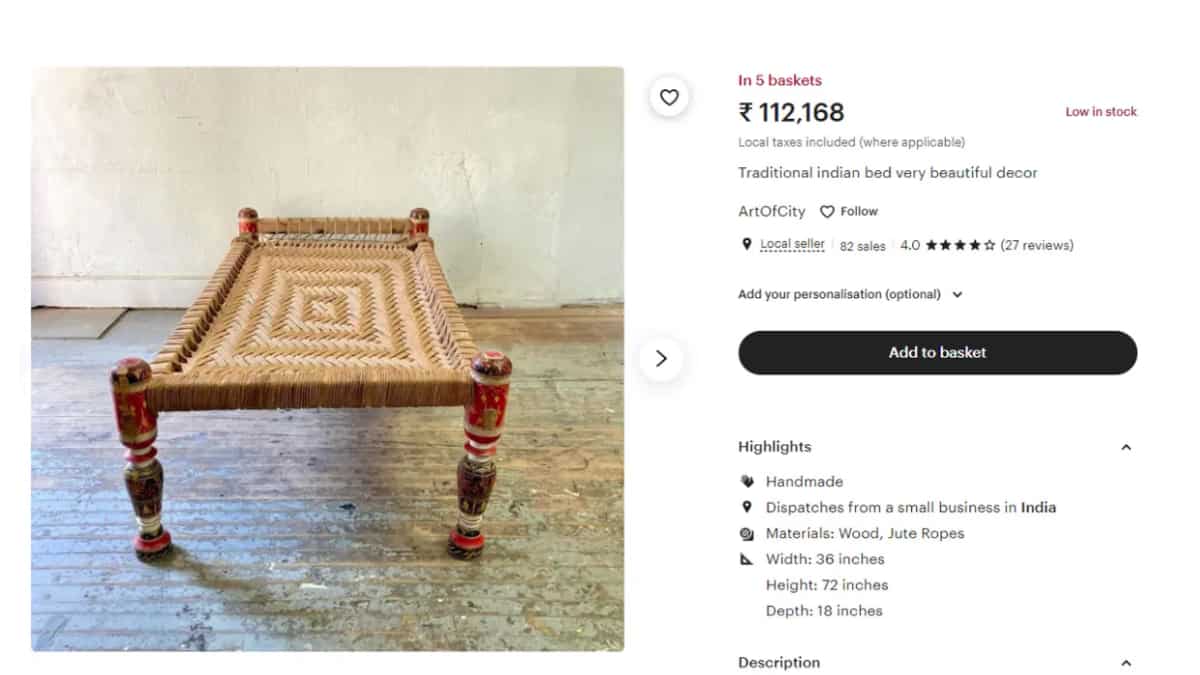 Bizarre! This US company is selling Indian ‘charpai’ online for over $1,200
