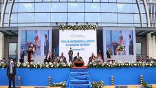 Chinese-built Pokhara Airport receives first int'l flight, six months after its inauguration