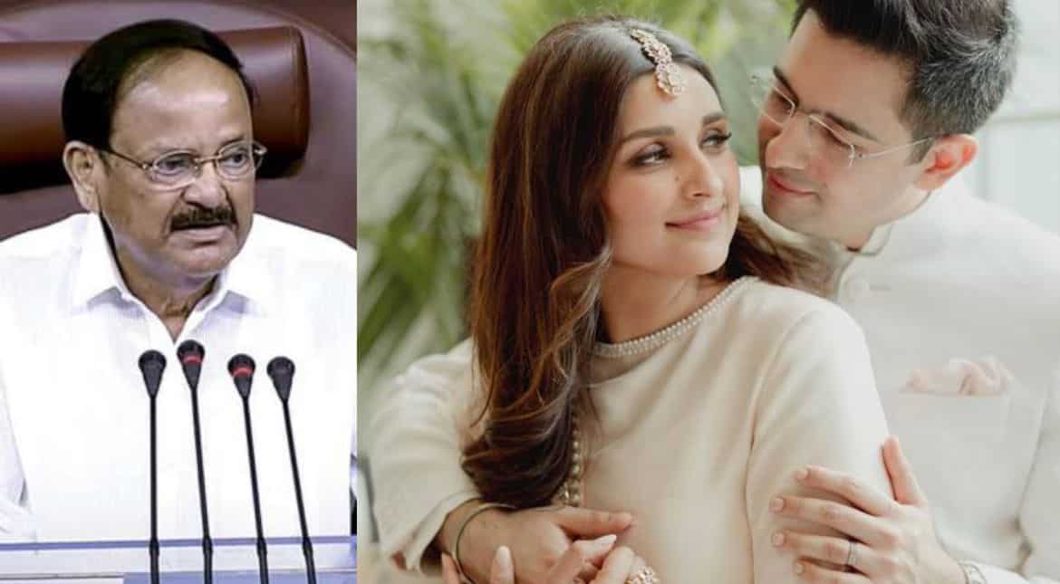 Venkaiah Naidu teases Raghav Chadha in Parliament on engagement with Parineeti: Viral video Venkaiah Naidu teases Raghav Chadha in Parliament on engagement with Parineeti: Viral video