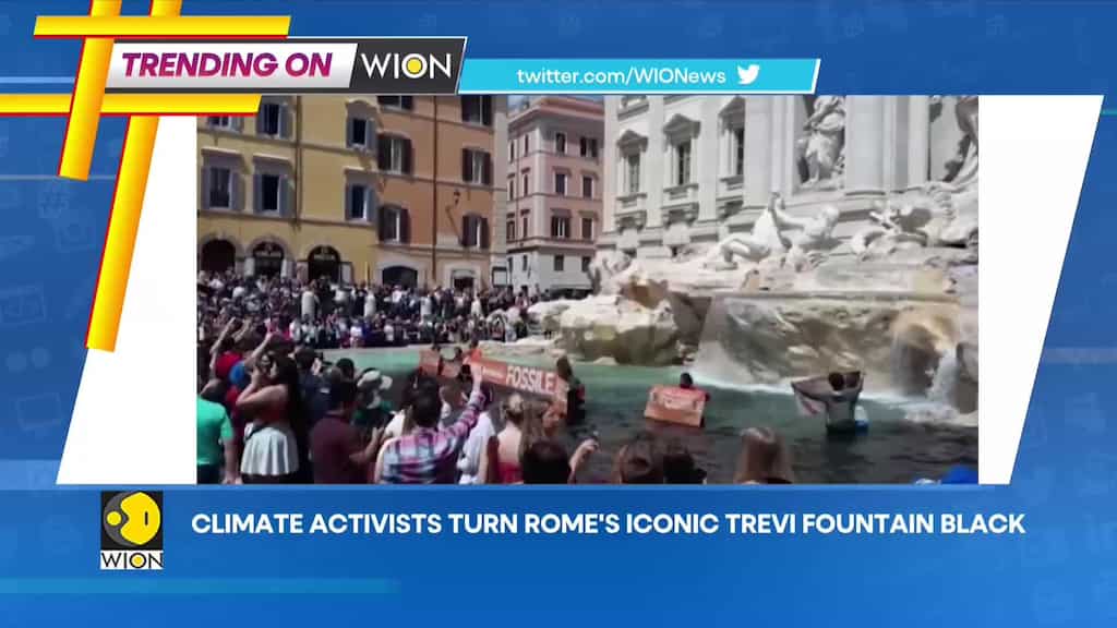 Climate activists turn Rome's iconic Trevi Fountain black