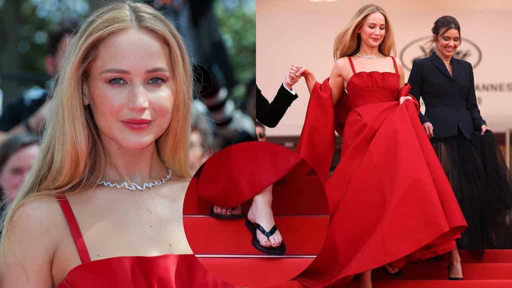 Jennifer Lawrence ditches heels for flip-flops for her Cannes look; defies unofficial dress code. Watch!