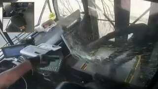 VIDEO: Bus driver and passenger open fire at each other on moving bus