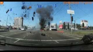 WATCH | Dashcam captures moment when missile crashes into traffic on busy road in Kyiv