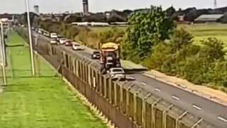 Horrifying Visuals: Teenager crushes car with his tractor