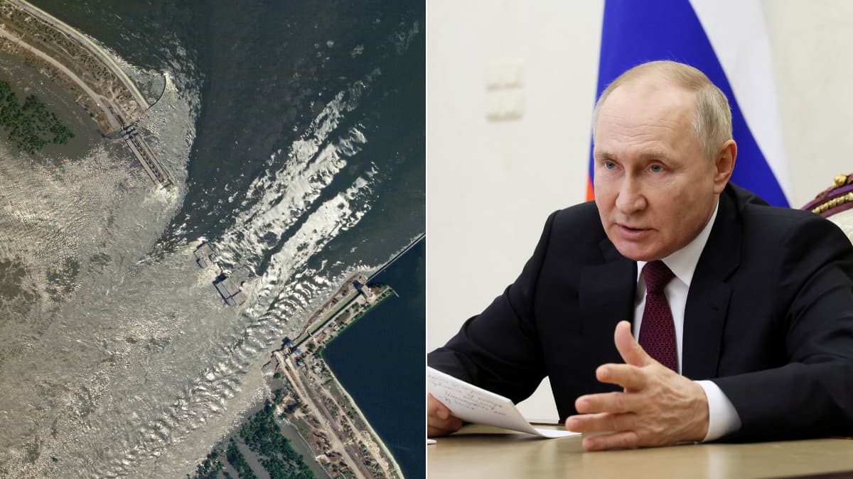 In his first reaction, Russia's Vladimir Putin calls Kakhovka dam blast a 'barbaric act'