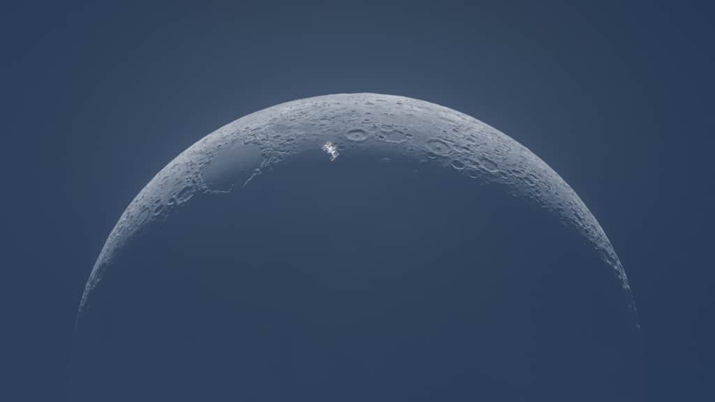 Astrophotographer clicks stunning image of ISS transiting a crescent moon