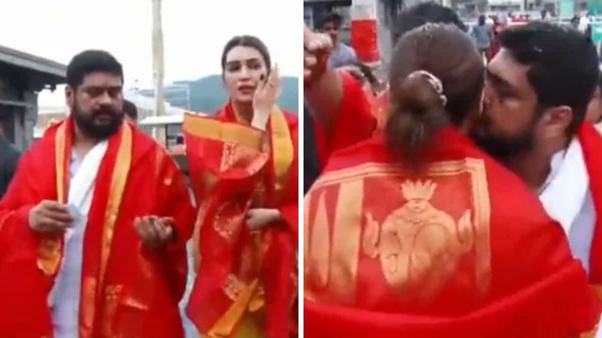 Adipurush director Om Raut sparks controversy as he kisses Kriti Sanon at Tirupati temple Adipurush director Om Raut sparks controversy as he kisses Kriti Sanon at Tirupati temple