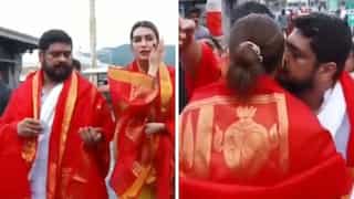 Adipurush director Om Raut sparks controversy as he kisses Kriti Sanon at Tirupati temple