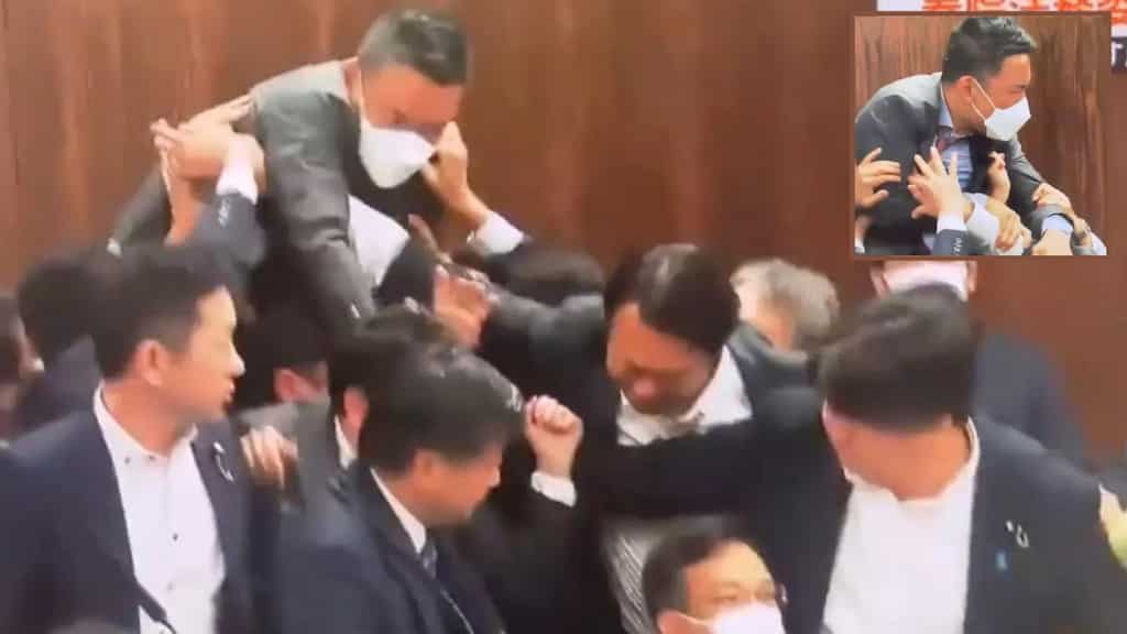 Watch | Lawmakers spar and scuffle in Japanese parliament over controversial refugee bill