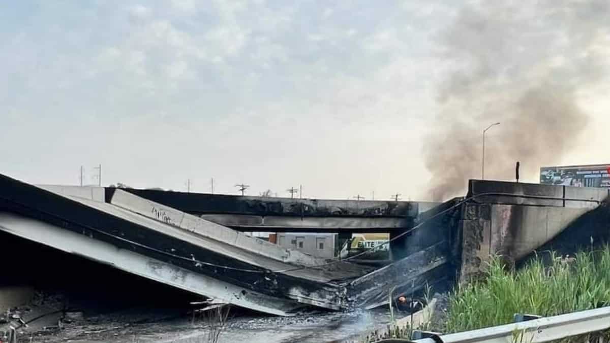 Watch: Highway collapses after truck beneath it catches fire in Philadelphia Watch: Highway collapses after truck beneath it catches fire in Philadelphia