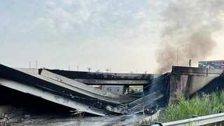 Watch: Highway collapses after truck beneath it catches fire in Philadelphia