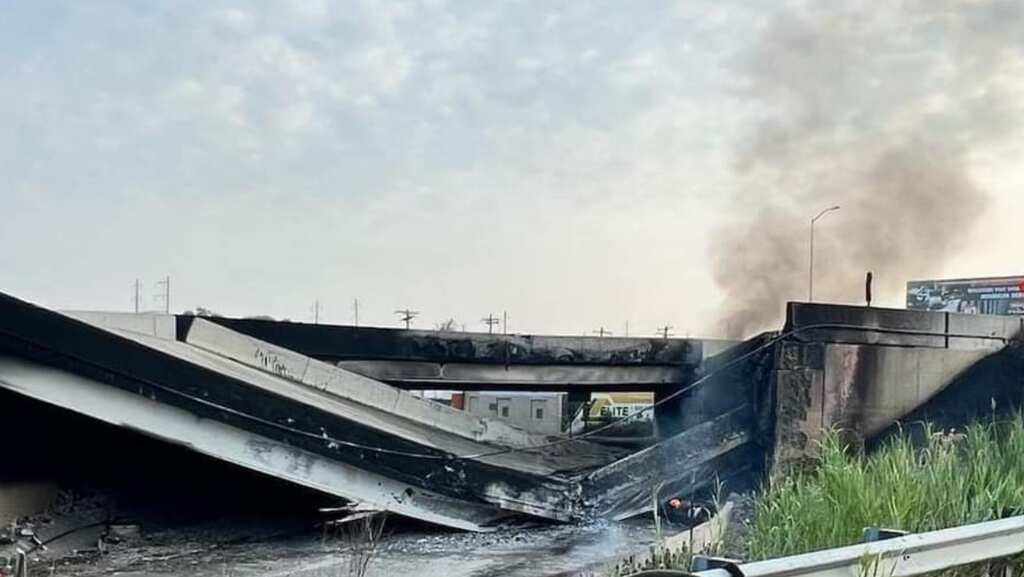 Watch: Highway collapses after truck beneath it catches fire in Philadelphia