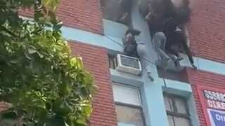 WATCH | Fire breaks out at Delhi coaching centre, students jump out of window