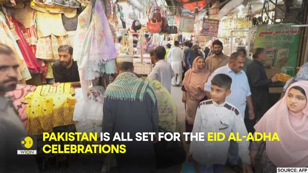 Eid al-Adha 2023: Cattle in Pakistan's Karachi are hoisted by a crane from a building's roof