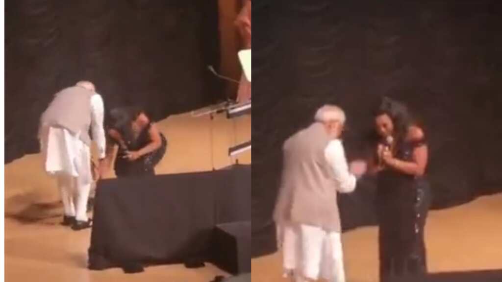 WATCH | Singer Mary Millben sings India’s national anthem, touches PM Modi’s feet