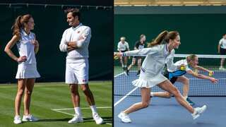 Princess Kate plays tennis with Roger Federer at Wimbledon