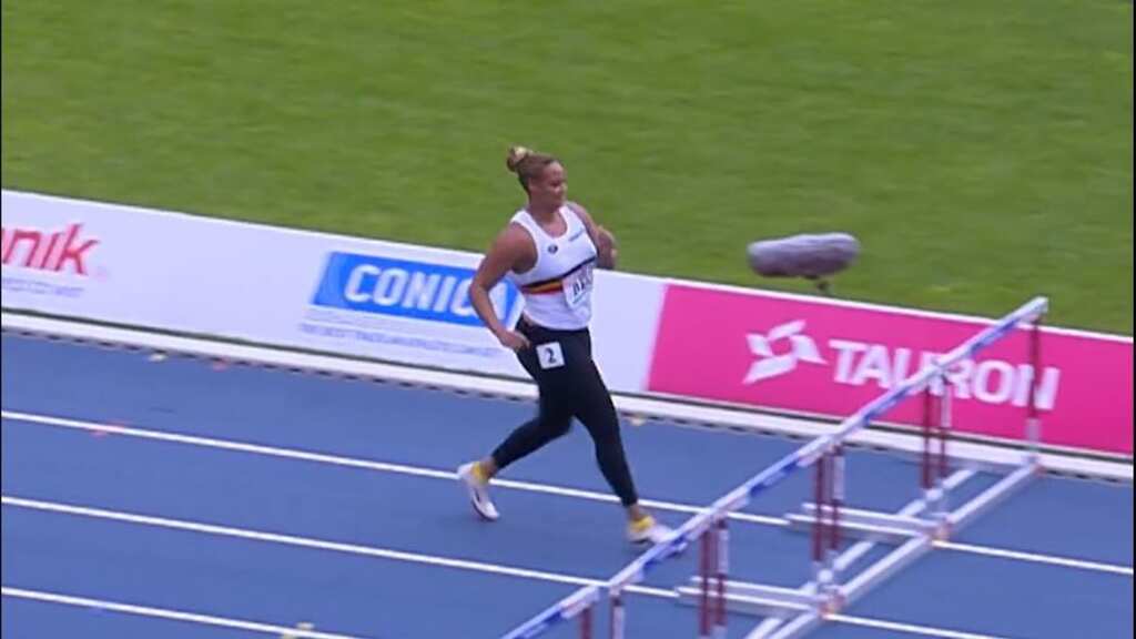 Belgian shot putter Jolien Boumkwo runs in 100m hurdle to save country from getting disqualified - WATCH