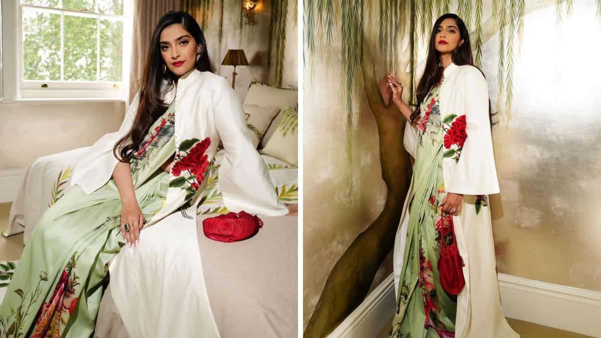 Sonam Kapoor looks gorgeous in a floral saree as she attends UK PM Rishi Sunak's reception 