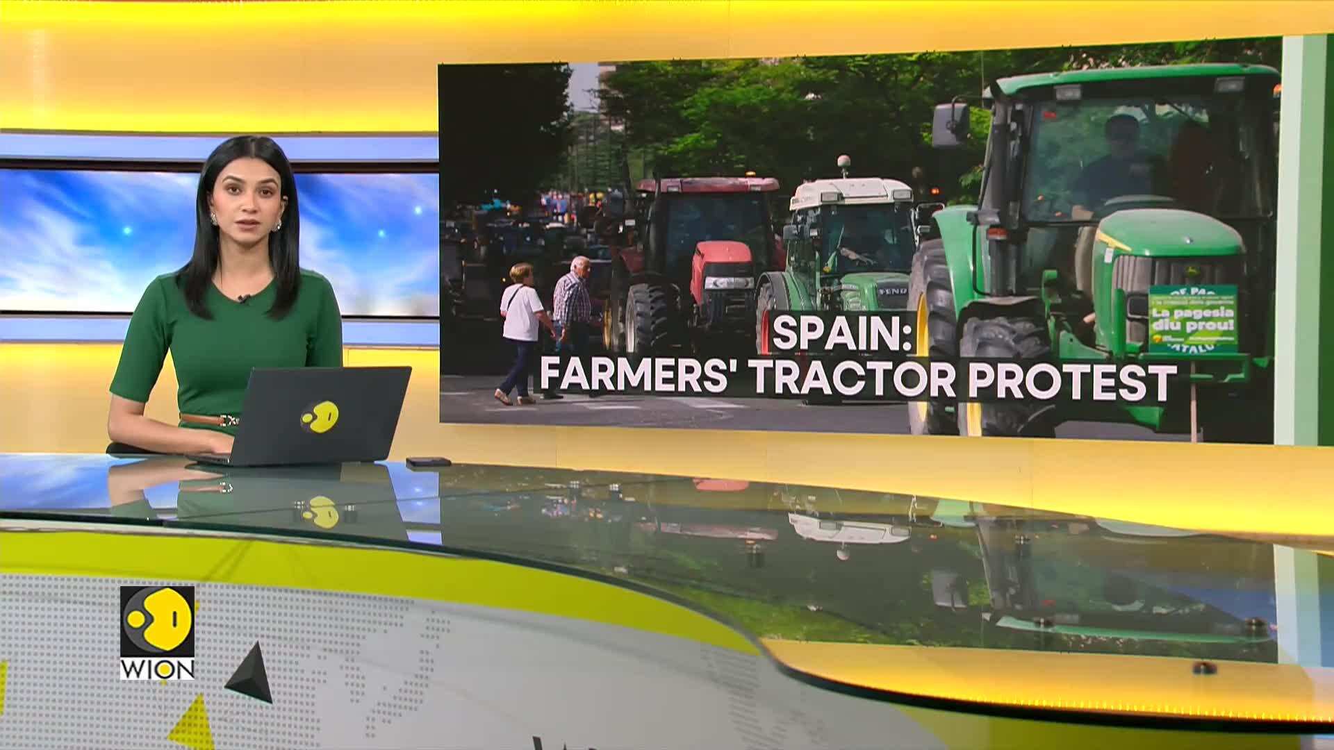 Spanish farmers drive tractors into Madrid to protest against lack of
