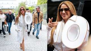 Shakira grabs eyeballs with her unique 'NO' outfit at Paris Haute Couture Week